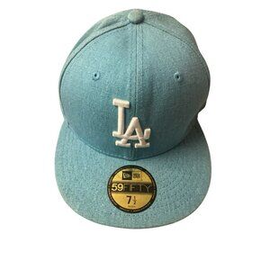 Los Angeles Dodgers Fitted Hat, Light Blue Color Pack, New Era 5950 Cap, 7 1/2